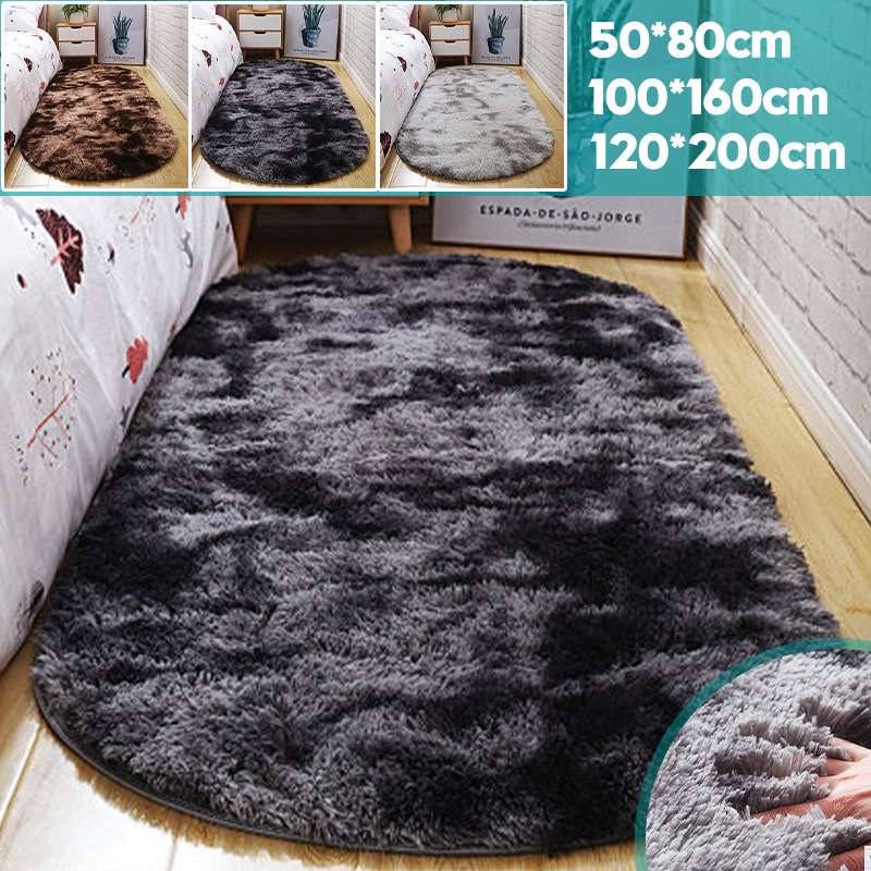 

5 Size Mordern Carpet Tie Dyeing Plush Soft Carpets Living Room Bedroom Anti-slip Floor Mats Bedroom Water Absorption Carpet Rug, Dark gray