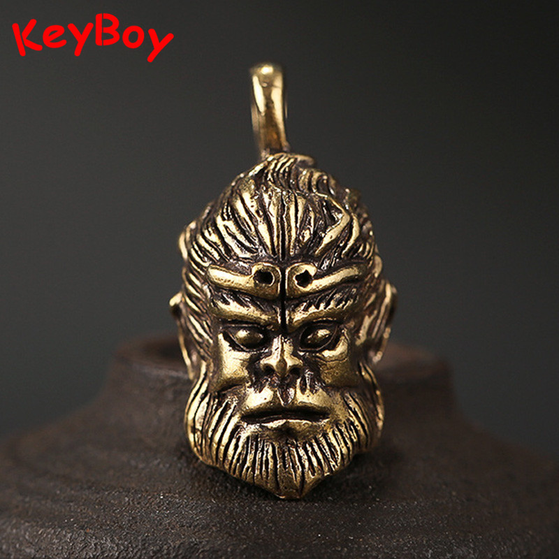 Dark The Monkey King Keychain Key Ring Pendant Brass Solid With Silver