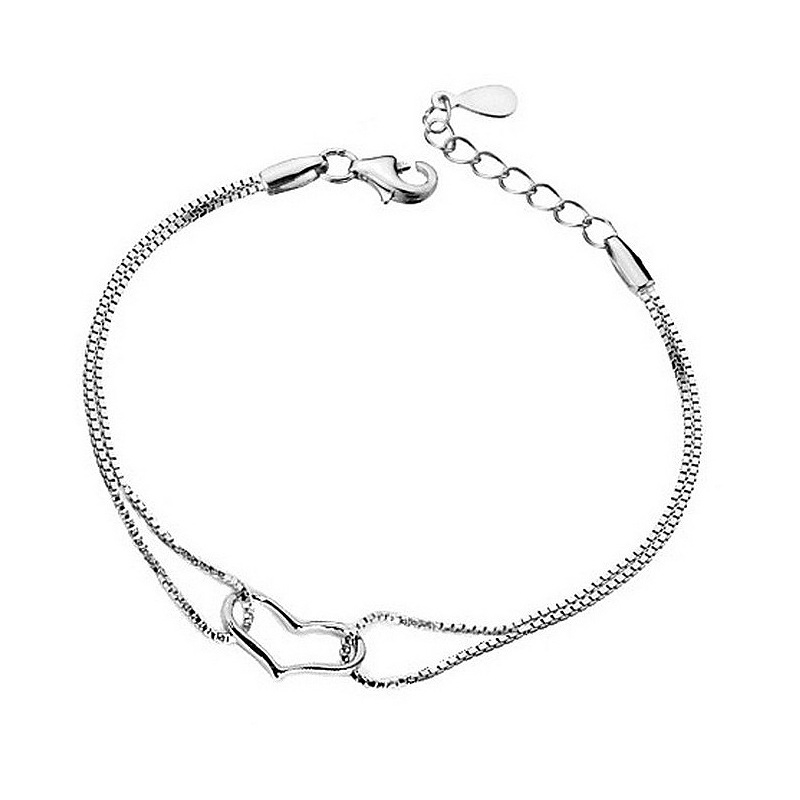 

Women Charm Bracelet Heart Designs 925 Sterling Silver Plated Lovely Box Chain Bracelet Gift Fashion Elegant Fine Jewelry with Lobster Clasp