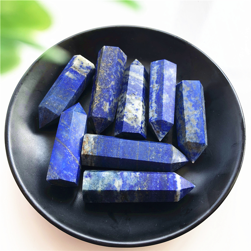 

2pcs Natural Blue Lapis Lazuli Crystal Point Wand Tower Single Point Crystal Obelisk Healing Crystal Gemstone Home Decoration