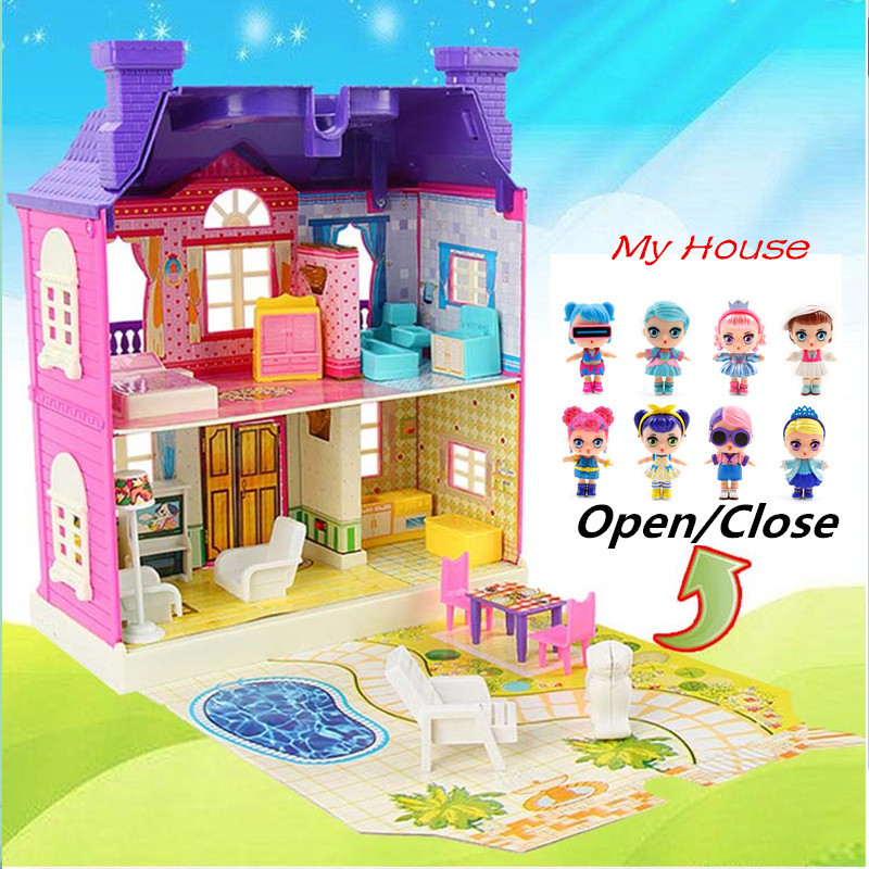 DIY Doll House Toy Realistic 3D Houses For LOL Dolls Toys Assemble Two