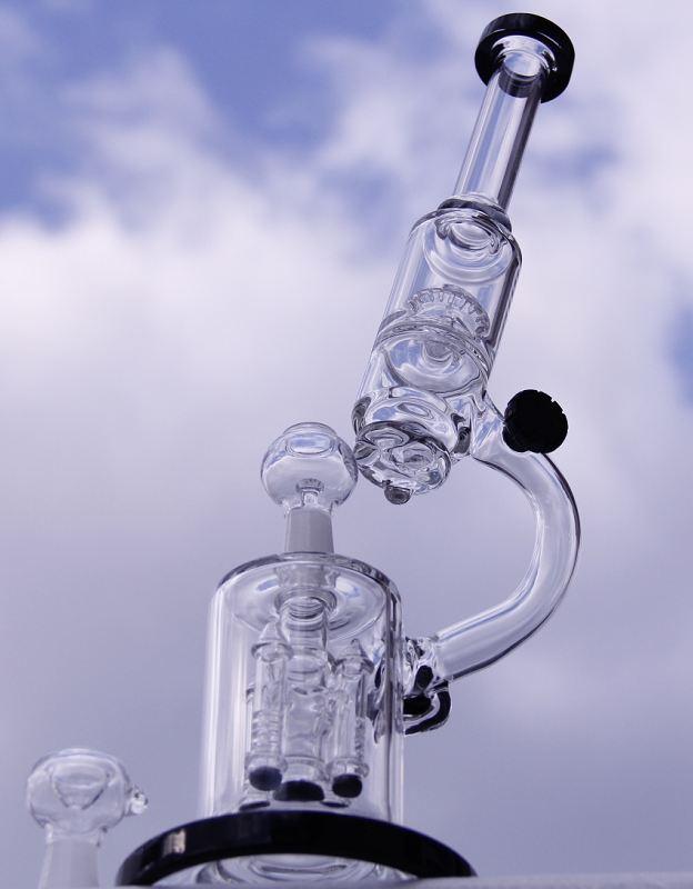 

Cheap High quality microscope glass bong splash guard rockets Percolator Cyclone Helix water pipe Such an intricate double Recycler