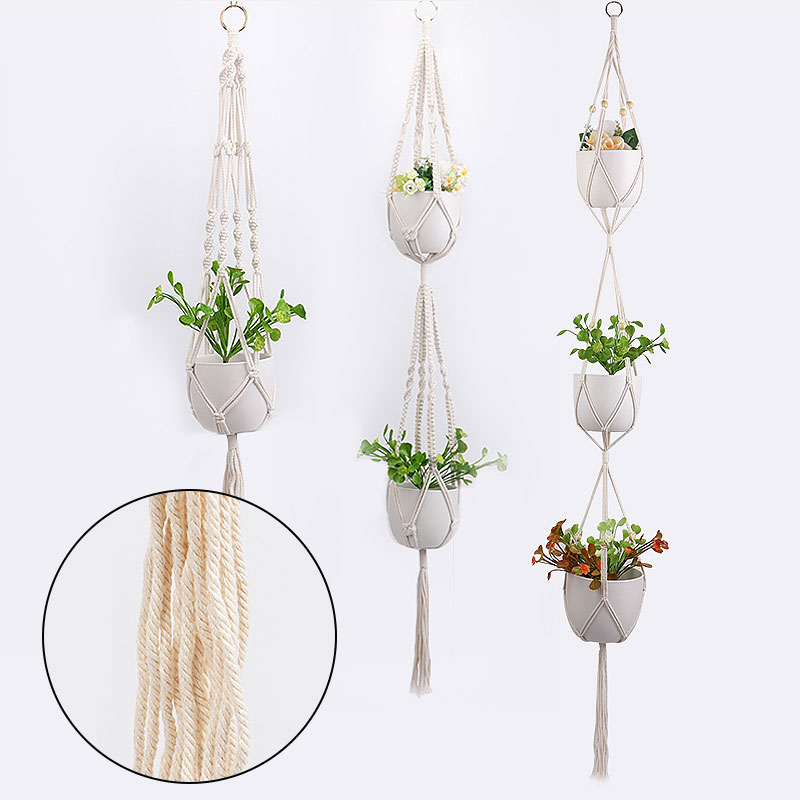 Uzinb Flower Pot Titular de Cuerda Colgando de la Mano-Tejidas Plantas Colgantes Canasta Bolsa Bohe Jard/ín Suministro a Plantas Percha