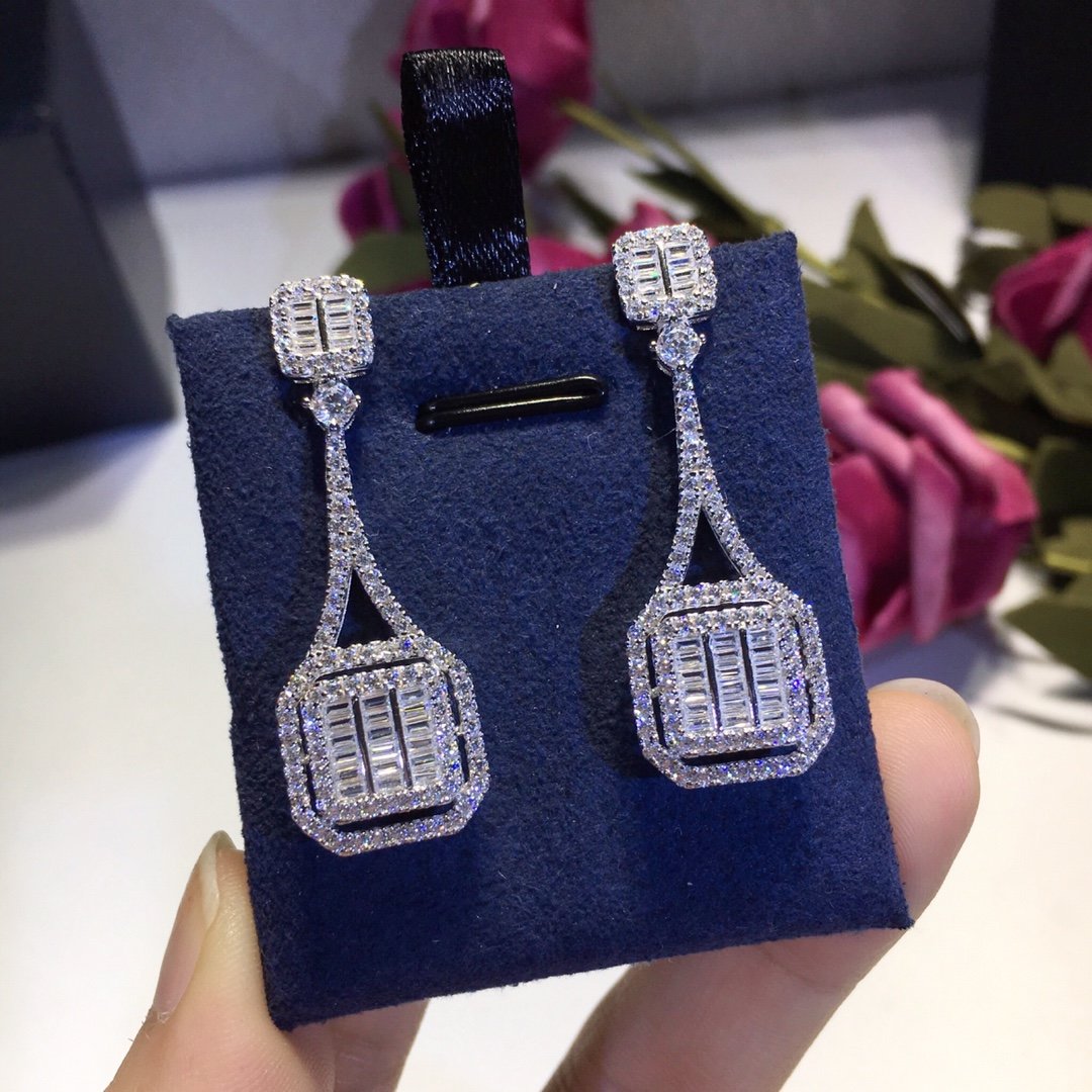 

Earrings jewelry S925 sterling silver 3A diamond Dangle Earrings women Party Earrings