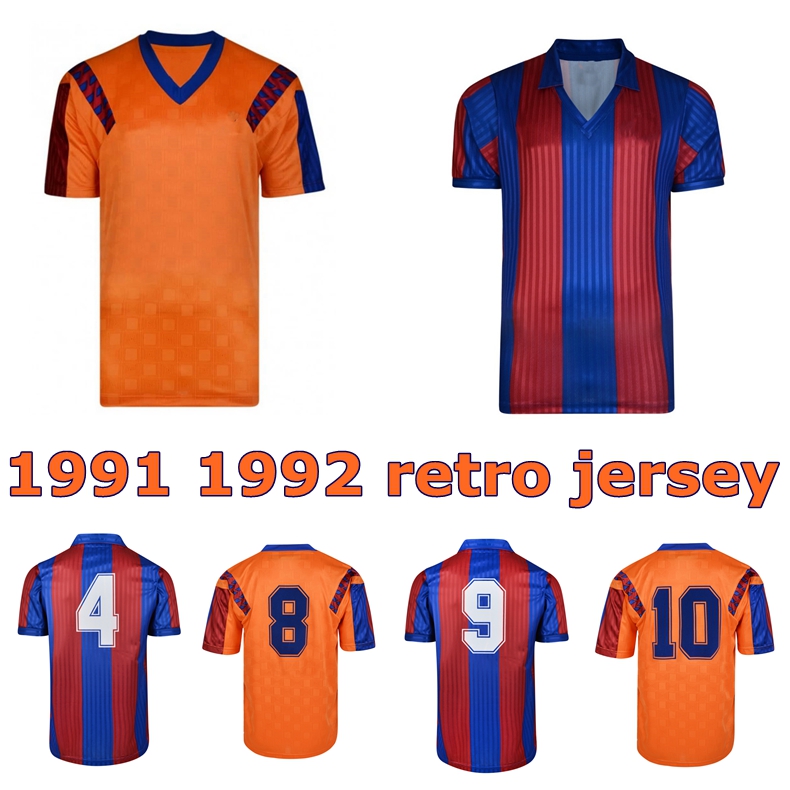

1991 1992 Michael Laudrup Stoichkov Guardiola Bakero retro soccer jersey 1989 1991 Bakero Koeman vintage classic old football shirt, Home jersey