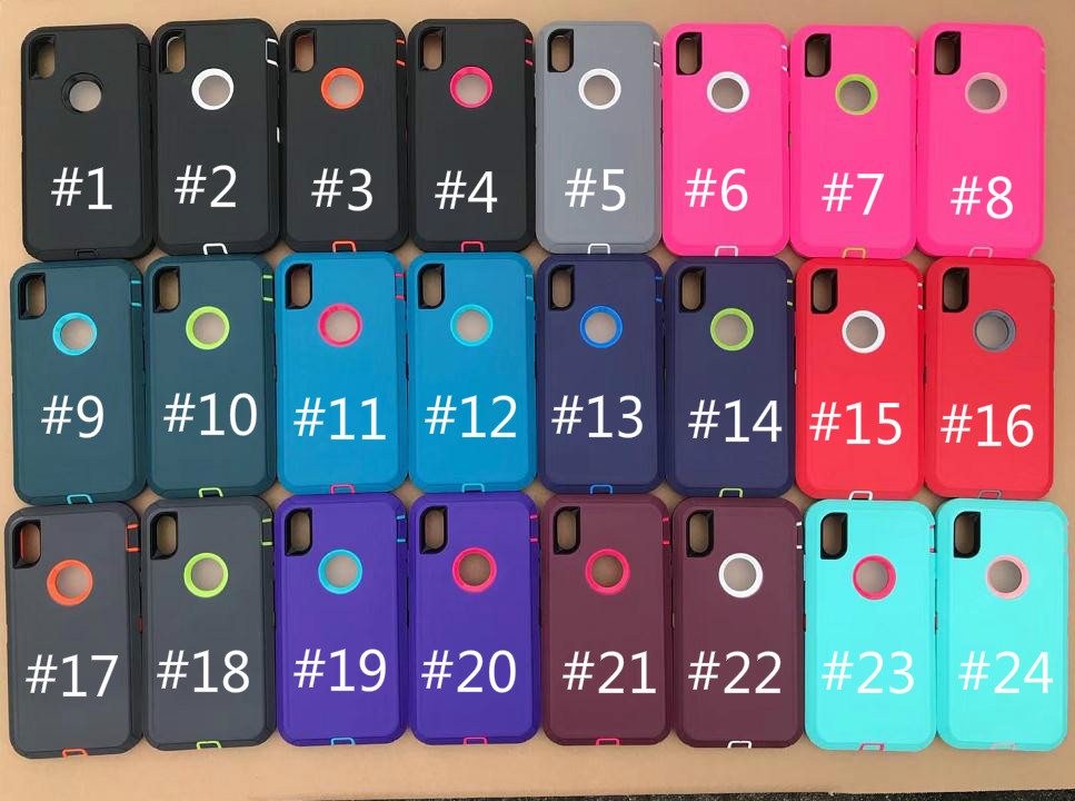 

Rugged Hybrid Heave Duty Defender Mobile Phone Case Shockproof Cover With Belt Clip for iPhone 11 Pro Max XR XS 8 7 Plus 6s, Mix hot color