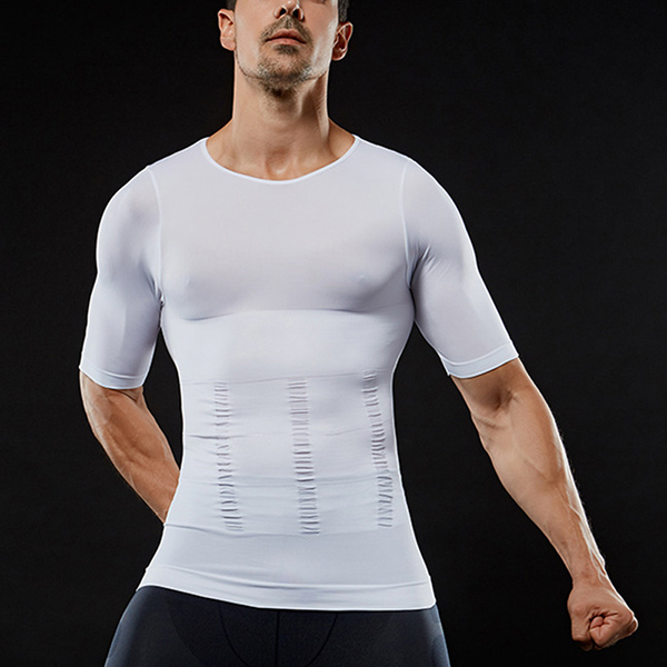 Men Compression T Shirt Belly Control Body Shaper Elastic Muscle ...