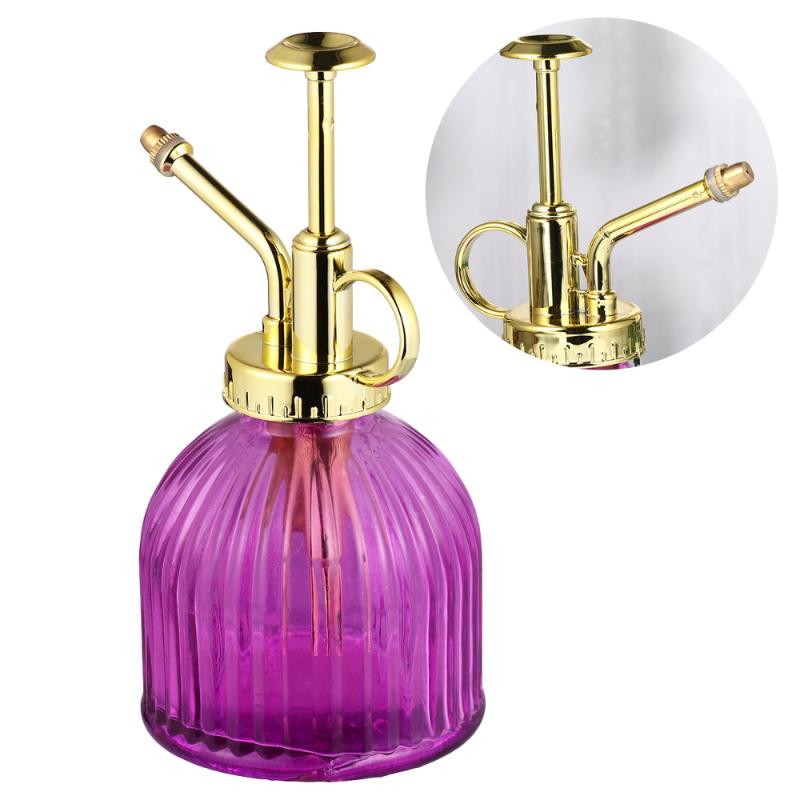 

1PC Glass Watering Can Retro Glass Mist Spray Kettle Portable Watering Pot Garden Art Can Vertical Grain Spray Bo, Grey