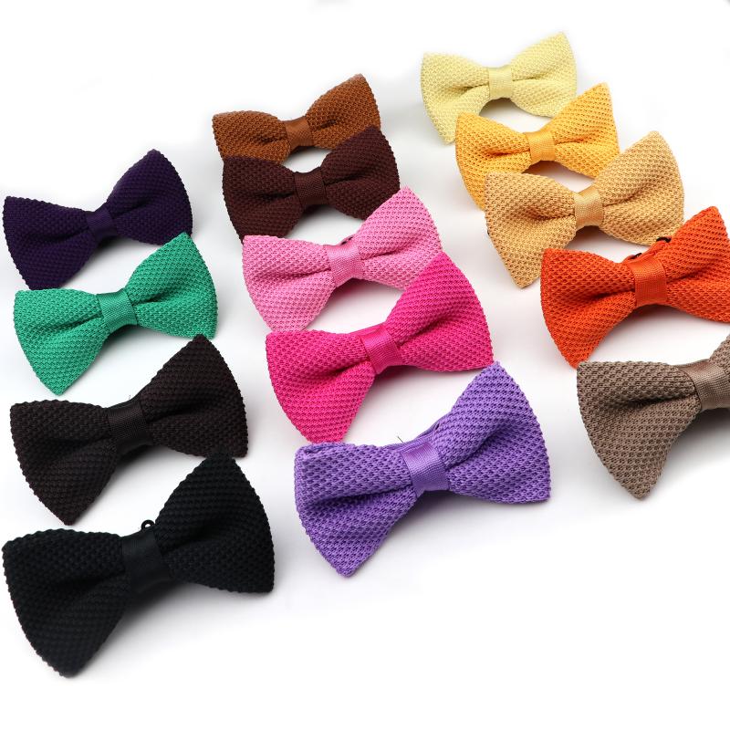 

Fashion Single Deck Men Women Solid Color Bowknot Lovely Knit Bowtie Adjustable Neckwear Knitting Butterfly Bow Tie