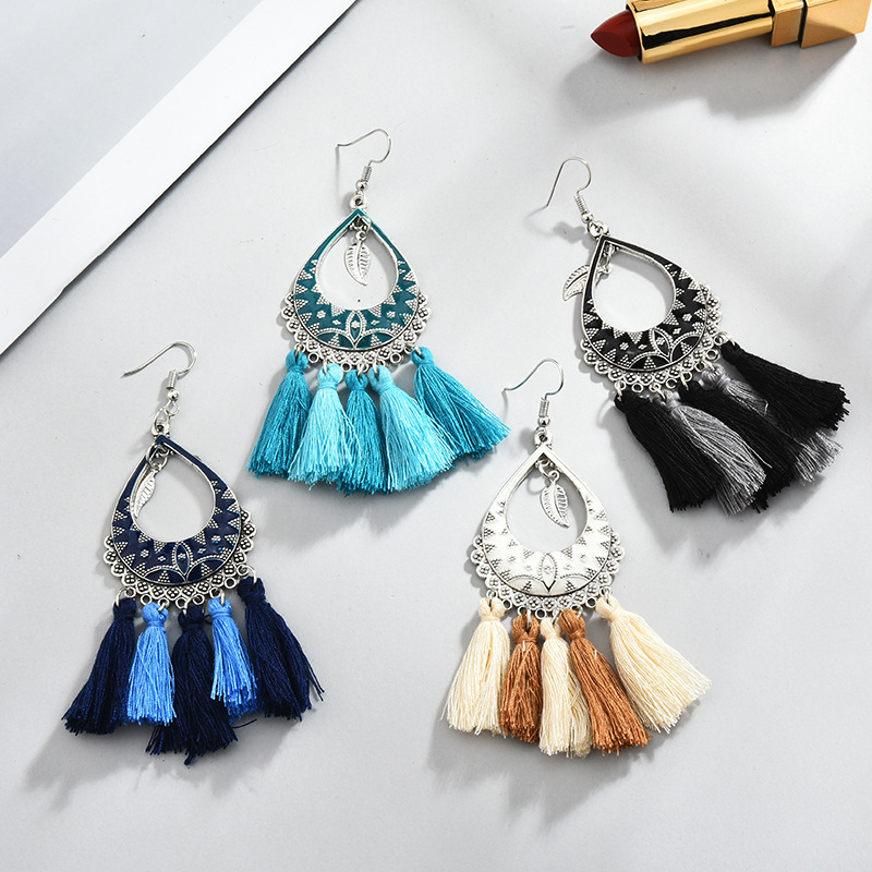 

Bohemian Tassel Earrings For Women Vintage Long Statement Earings Fashion Boho Jewelry Ethnic Brincos 2019 ear loop, Golden;silver