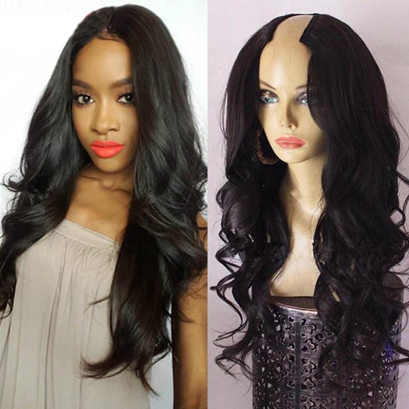 

Glueless Body Wave U Part Wigs 100% Human Hair U Opening Space : 1*4 Brazilian Remy Hair Left Side Part Wig For Black Women, As pic