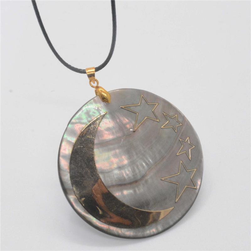 

3 Style Fashion Color Natural Abalone Shell Round Shape Women's Gift Jewelry Accessories Necklace Pendant Sweater Chain Y624