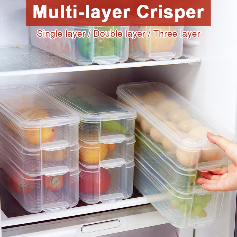 

Kitchen Fresh Keeping PP Multi-Layer Crisper Refrigerator Boxes Preservation Box Multipurpose Egg Collection Save Space