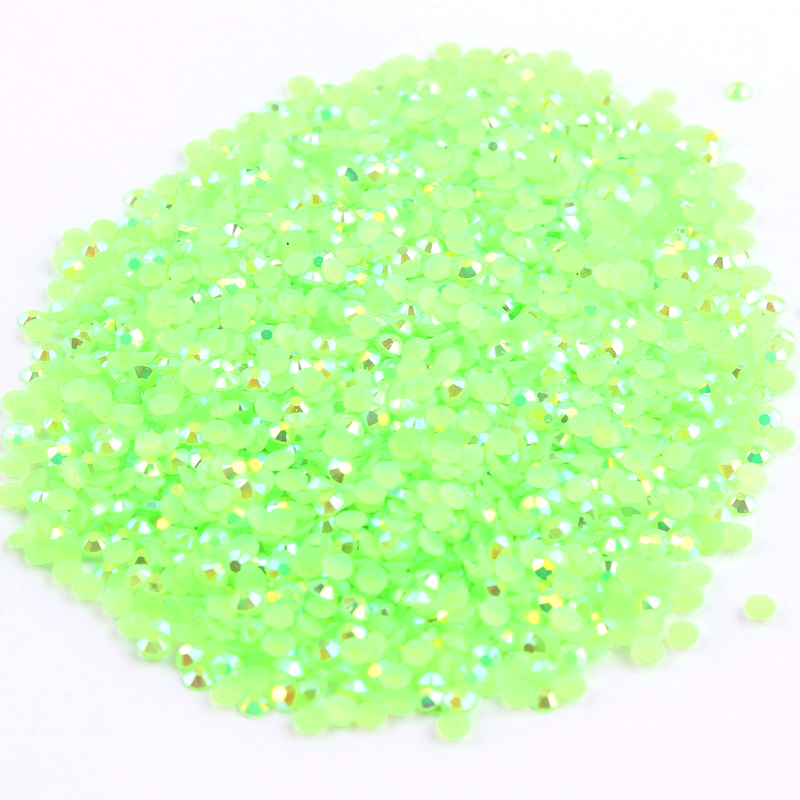 

Light Green AB 2mm,3mm,4mm Nail Art Resin Jelly Rhinestone Round Flatback For DIY Nail Art Accessories