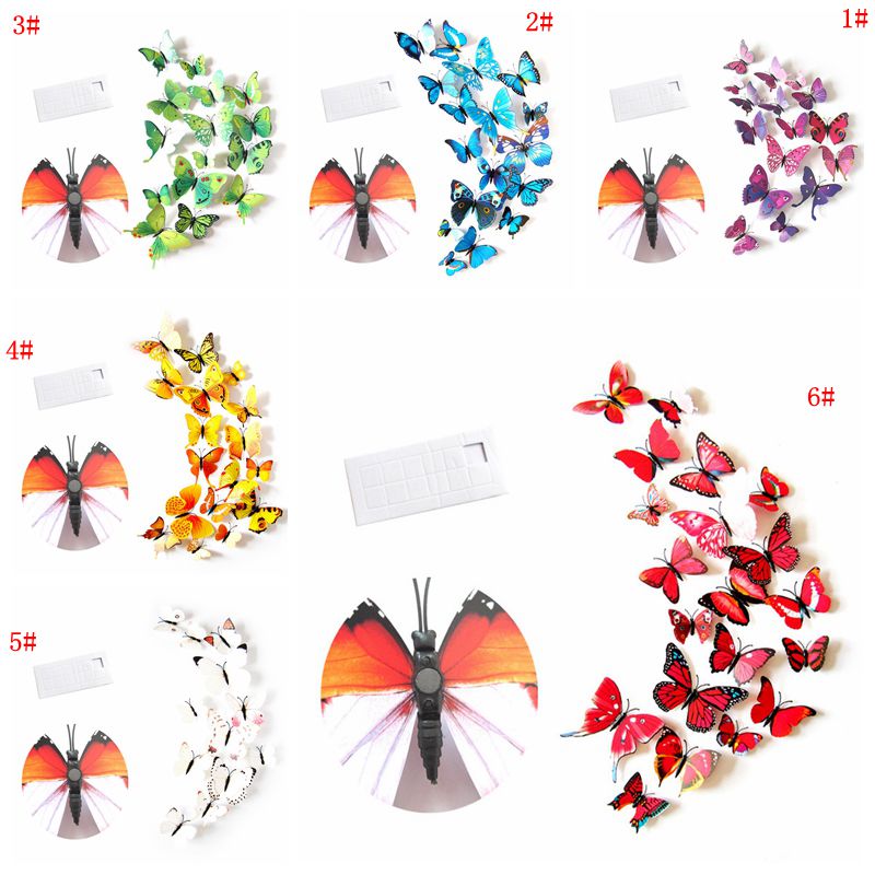

12pcs 3D Butterfly Wall Sticker PVC Simulation Stereoscopic Butterfly Mural Sticker Fridge Magnet Art Decal Kid Room Home Decor VT0446