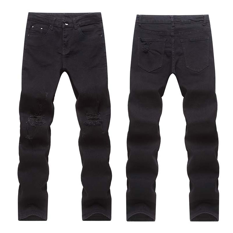 

Men Skinny Biker jeans denim Pants Knees Holes hiphop pant Washed high quality, K15
