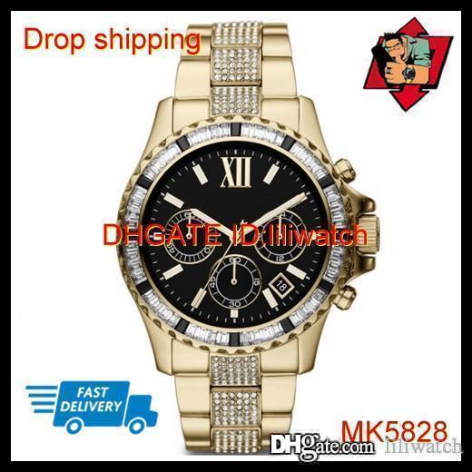 

100% ORIGINAL JAPAN MOVEMENT DROP SHIPPING Gorgeous Everest Gunmetal diamond Glitz Watch MK5828 MK5829 MK5875, Brown