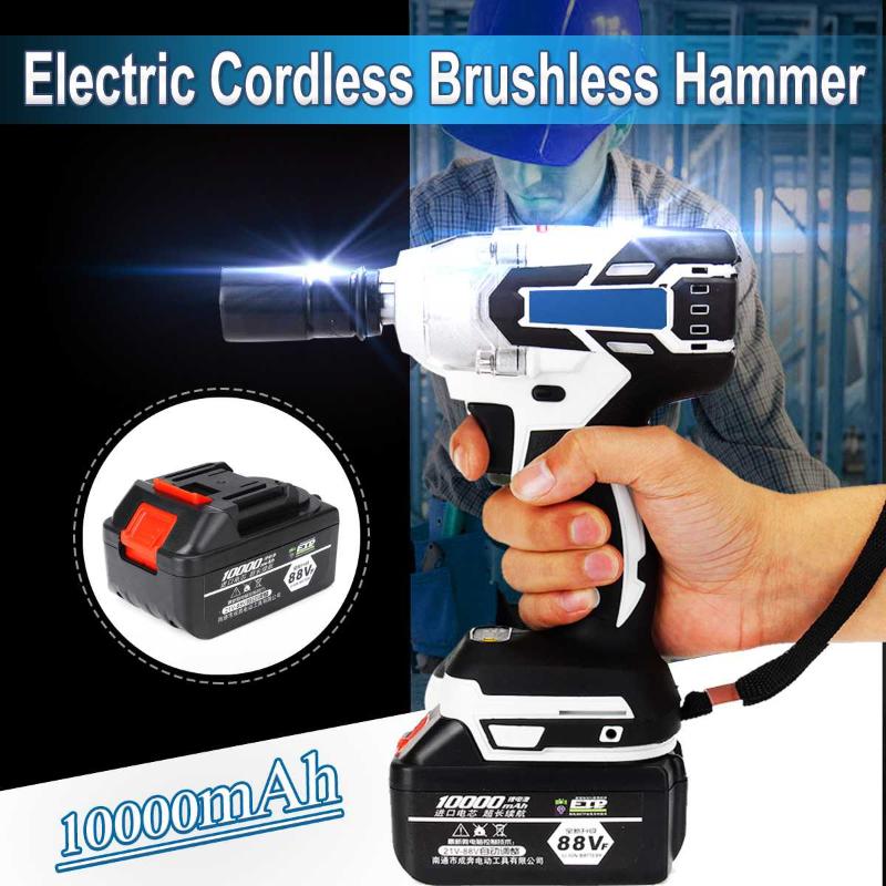 

3 IN 1110-240V 1280W 10000mAh Electric Cordless Brushless Hammer Drill Driver Hand Drill Hammer Power Tools Adjustable 240-520NM