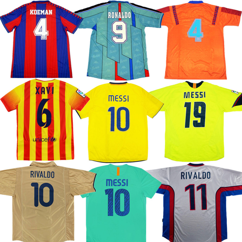 

Retro RIVALDO RONALDINHO RONALDO soccer jersey 91 92 95 96 99 01 02 03 08 09 XAVI GIOVANNI A. INIESTA IBRAHIMOUIC football shirt, 99/00