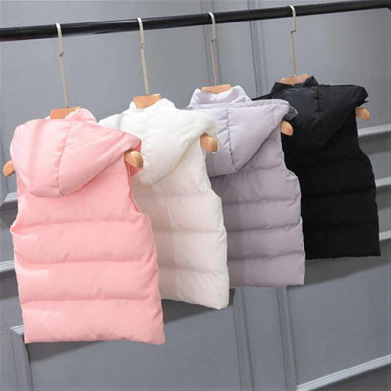 

Autumn Winter Girls Vests Children Cotton Warm Coats Toddler Boys Girls Hooded Waistcoats Teenage Kids Jackets Outerwears, Black