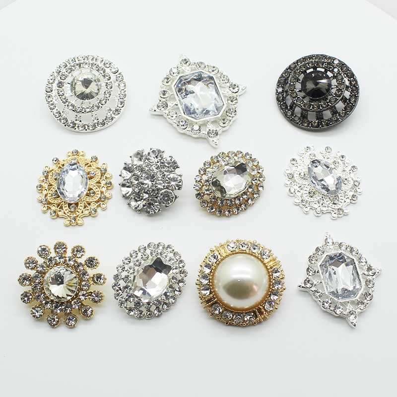 

Mix Size Metal Buttons For Clothing Rhingestones Alloy Pearl Button 5pcs/Lot Silver Gold Sewing Handwork Accessories Decoration