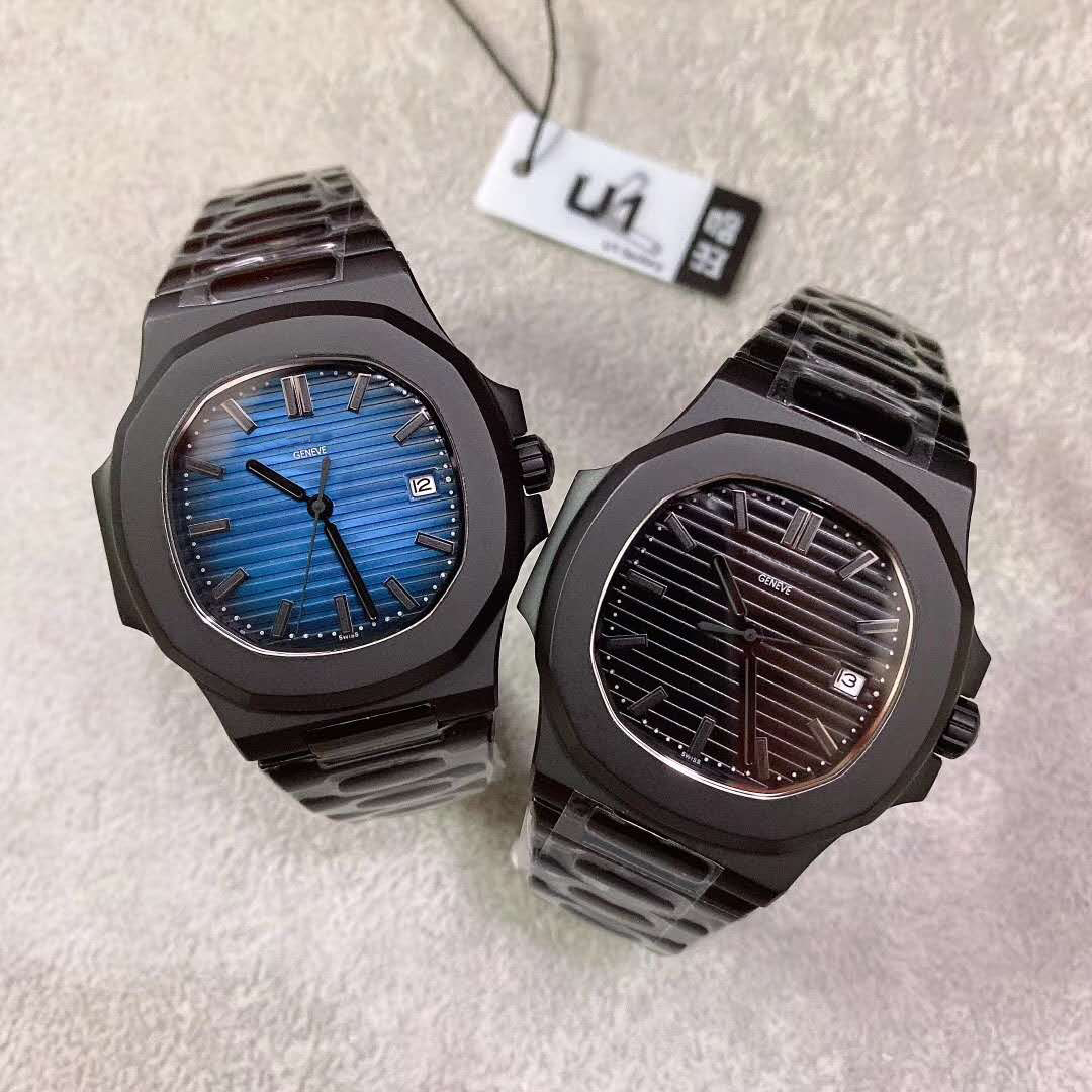 

U1 Factory New Model Black Case Two Color Pp Automatic Movement Mechanical movement engraving 40mm Black&Blue Dial Date Geneva Men's Watches