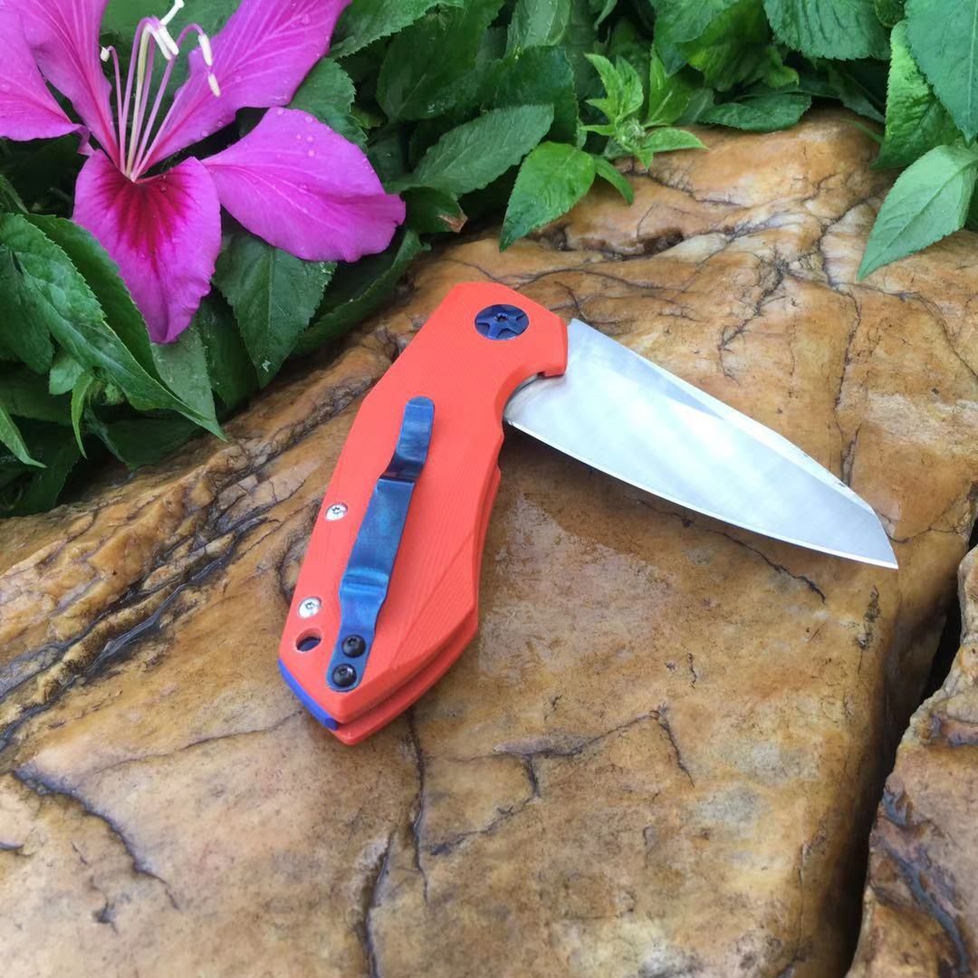 

Portable Outdoor EDC Tactical Pocket Hunting Knife 5CR14 Camping Folding Survival Knives Orange G10 Handle Camping Knife