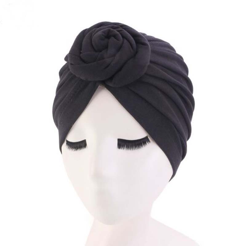 

Beanie/Skull Caps Europe America Doughnuts Skullies Beanies Spring Autumn Pompom Turban Cotton Hats For Women Ball Chemotherapy Cap, Black