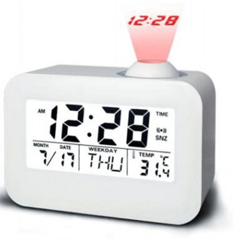 

Snooze Function Digital Display Fashion Weather Students Projection ABS Wake Up Multifunctional Date Alarm Clock Backlight
