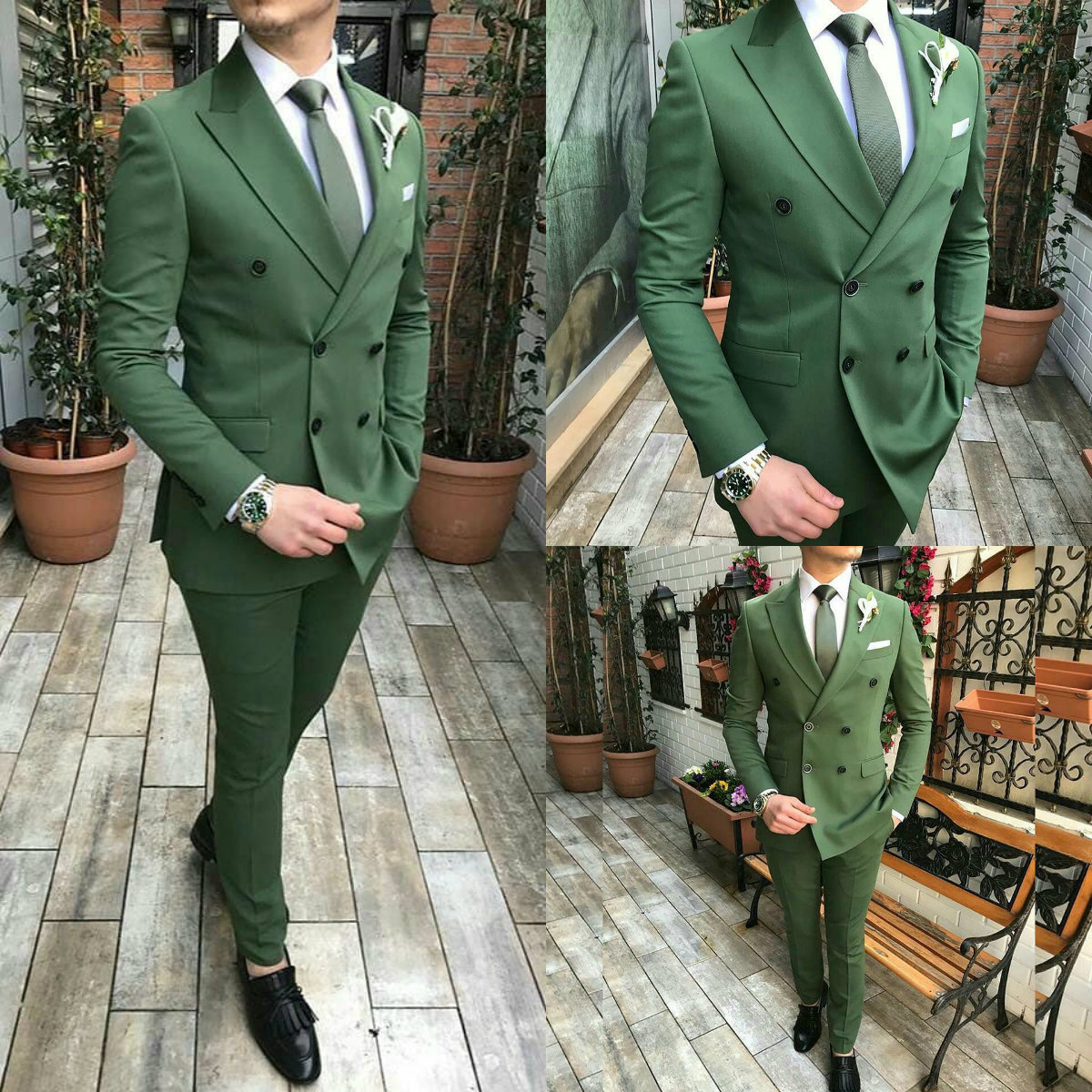 

Fashion Wedding Mens Suits Slim Fit Bridegroom Tuxedos Men Two Pieces Groomsmen Suit Cheap Formal Business Jackets Pants With Square Scarf, Light gray