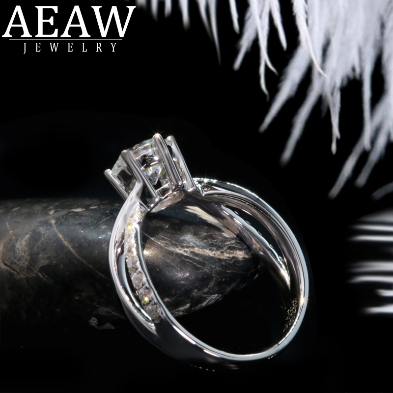 

AEAW 1 Carat 18k White Gold Moissanite Ring Wedding/Engagement Rings For Women Women's Ring Jewelry S200110