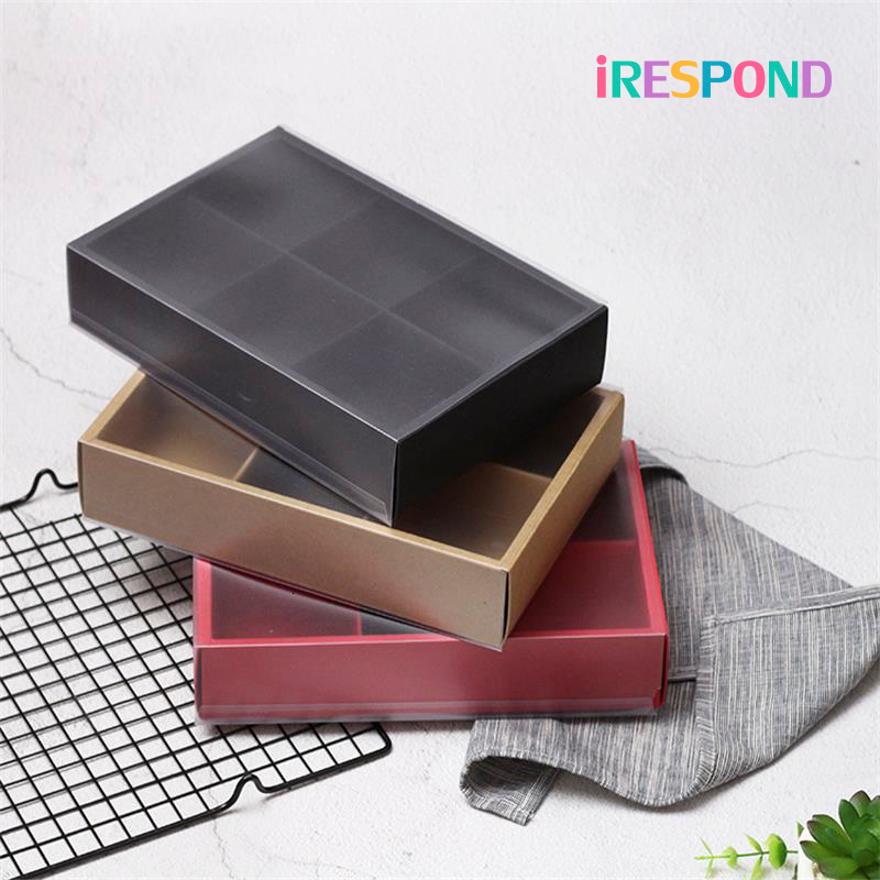 

5PCS Gift Box Wedding Candy Black Kraft Paper Box With Window DIY Baking Cookie Biscuit Macaron Cake Boxes Drawer Birthday Party