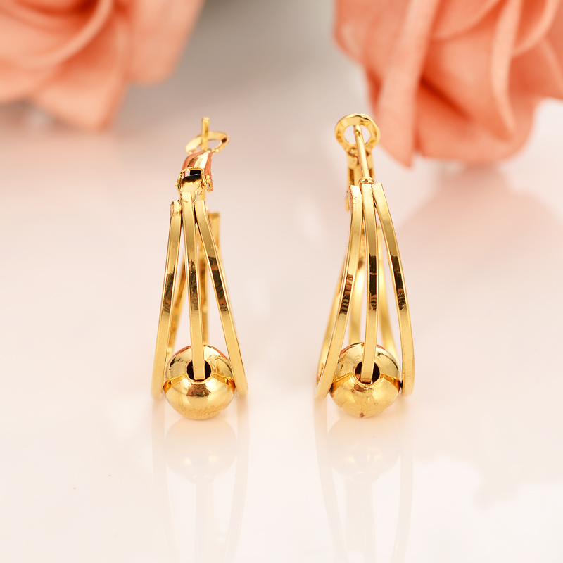 

24k gold plated large circle round beads simple dubai Indian ball bridal jewelry earrings wedding engagement souvenirs gifts, Golden;silver