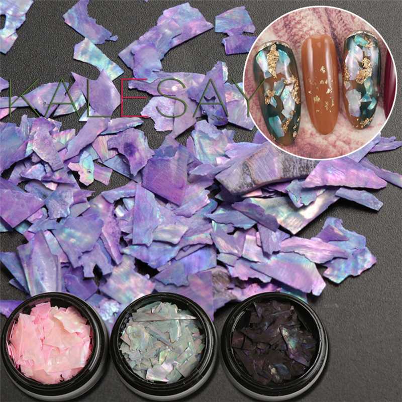 

DIY Nails Art Colorful Popular Nail SeaShell Slices Particle Crushed Shell Manicure Nail Art Glitter Decoration Tool Charms