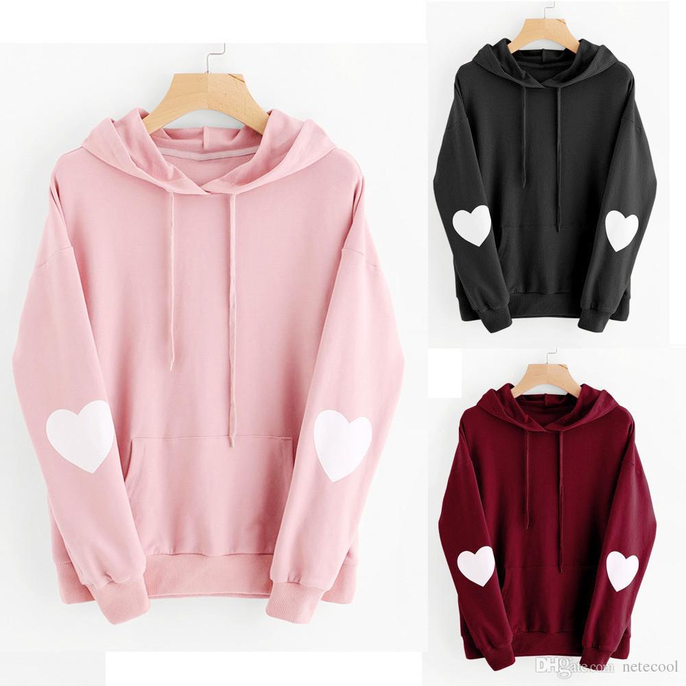 Compre Mujeres Moda Sudadera Para Mujer De Manga Larga Corazón Sudadera Con  Capucha Sudadera Jumper Con Capucha Pullover Tops Dropshipping Augu15 A  9,49 € Del Lepin99 | DHgate.Com