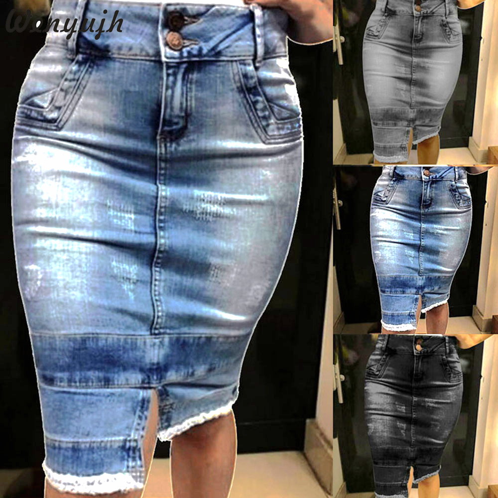 cheap jean skirts knee length