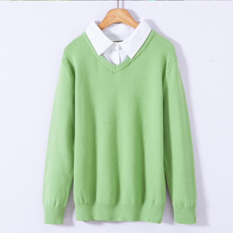 

Women Fashion Turn-Down Collar Sweater New Ladies Fake Two Pieces Shirt Sweaters Pullovers Long Sleeve Knitted Jumper, Brown