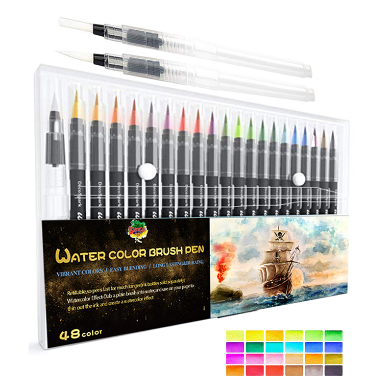 

Watercolor Brush Pens Flexible Brush Tip Coloring Drawing Art Marker