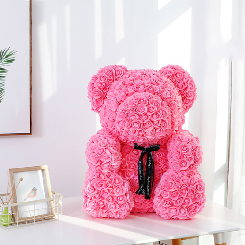 

Romantic Rose Bear Artificial Flowers Valentine's Day Gift Fake Rose Teddy Bear Soap Flowers Birthday Present For Wedding Party, Red