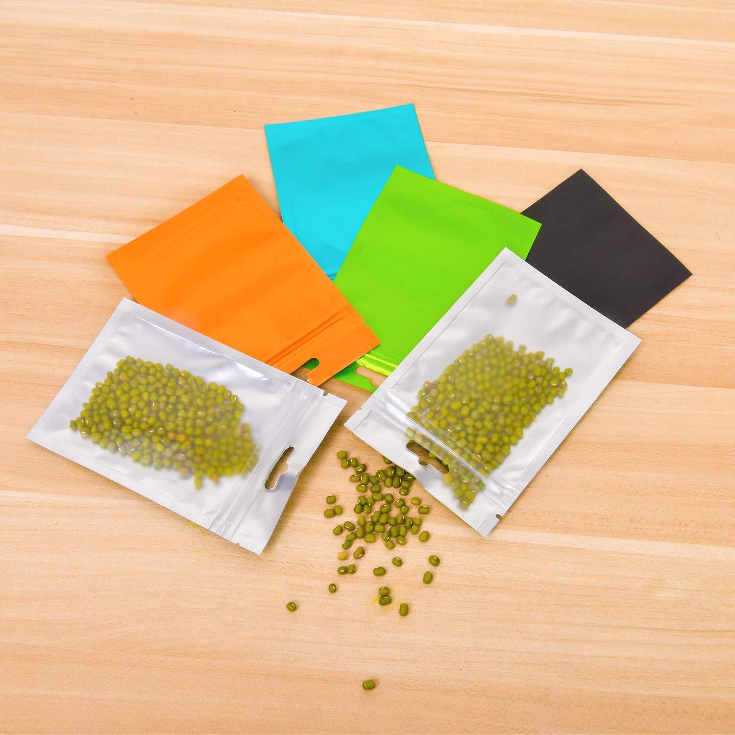 

100pcs Mylar Zip Lock Bags Resealable Aluminum Foil Bags Sample Bags Resealable Bulk Food Storage Bag