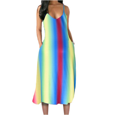 

Womens Designer Summer Gradient Camisole Dress Lady New Sleeveless Dress Ladys Casual Long Skirt Women Loose Breathable Dress Hot Sale, As pic