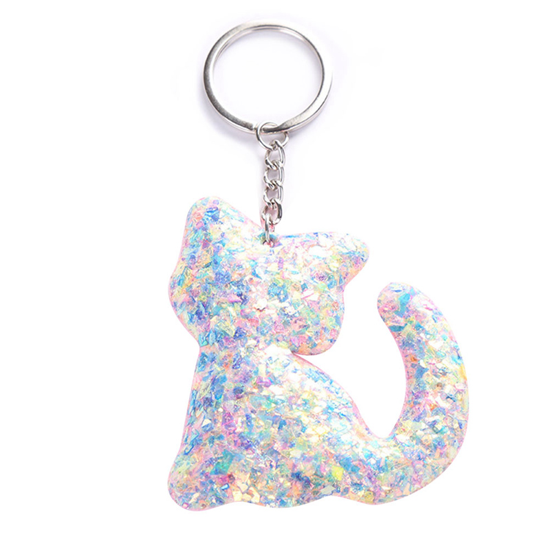 

Trendy Cat Keychain Sequins Keyring Pendants For Women Bags Car Key Phone Accessories Gifts Keychains