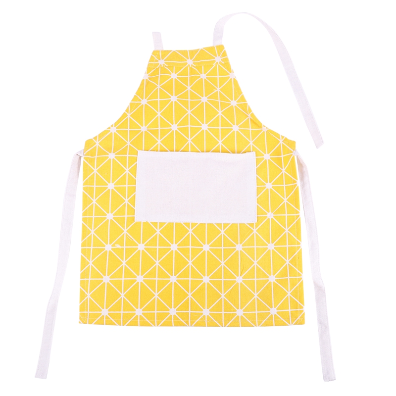 

2 Pack Cotton Parent-Child Apron Kitchen Cafe Studio Bakery Drawing Baking Fabric (Yellow