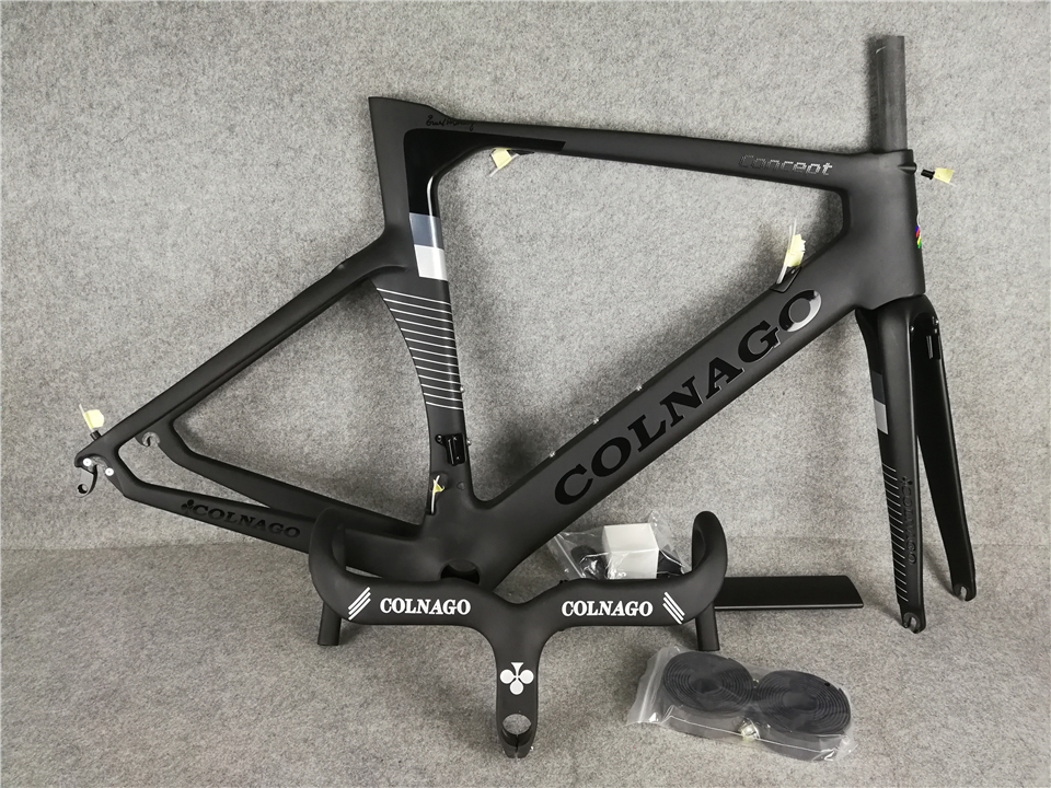 

black Colnago handlebar + Black Colnago Carbon Road bike Frame full carbon fiber bicycle frame BB386 2021, C-13+handlebar