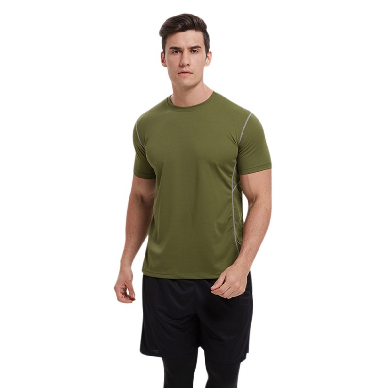 

Men Casual Short Sleeve Breathable Bottoming Shirt Round Collar T-shirt Solid Color Tops Pro, Black