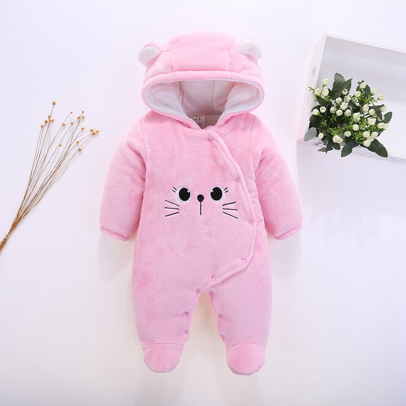

Baby Winter Romper Baby Girl Boy Clothes Cotton Thick Warm Cartoon Rompers for Newborn Overall Jumpsuit Infant Clothing, Blue