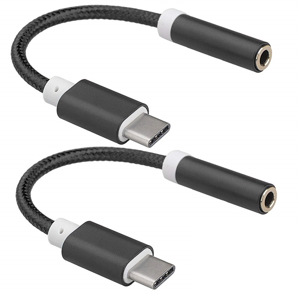 

2 Pack USB C to 3.5 mm Headphone Jack Adapter Type C 3.1 Male to 3.5mm Female, Black
