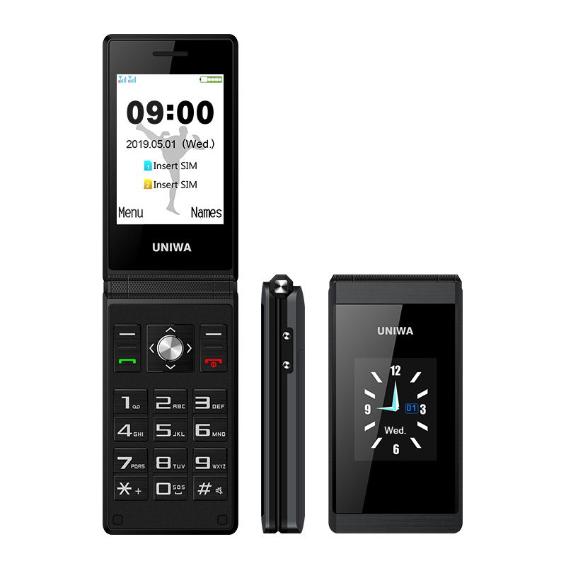 

Original UNIWA X28 Cell Phones Luxury Business Flip Phone GSM Big Push-Button Old Man Mobile Dual Sim Bluetooth FM Radio Unlocked Cellphone, Gold