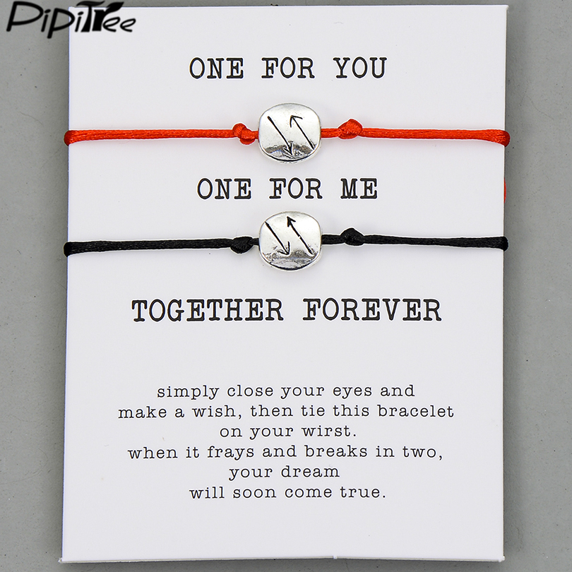 

2pcs/set One For You One For Me Forever Couple Bracelets For Lovers Women Men Lucky Red Cord Bracelet Jewelry Gift