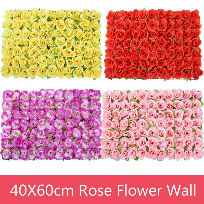 

40X60cm Artificial Rose Flower Wall Home Hotel Wedding Wall Decoration Background Birthday Party Supplies, Orange